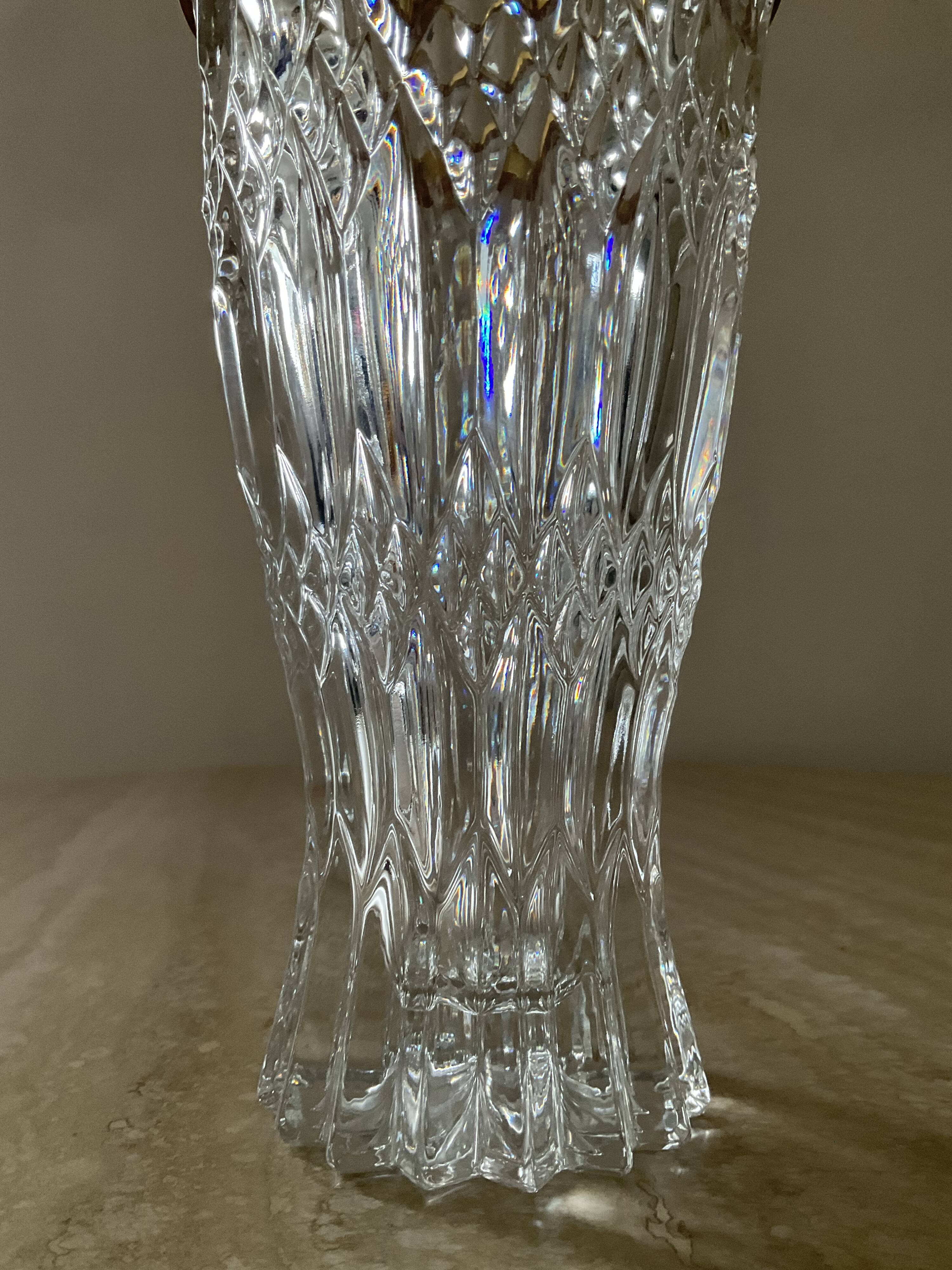 Vintage vase in chiseled Bohemian crystal from the 70s