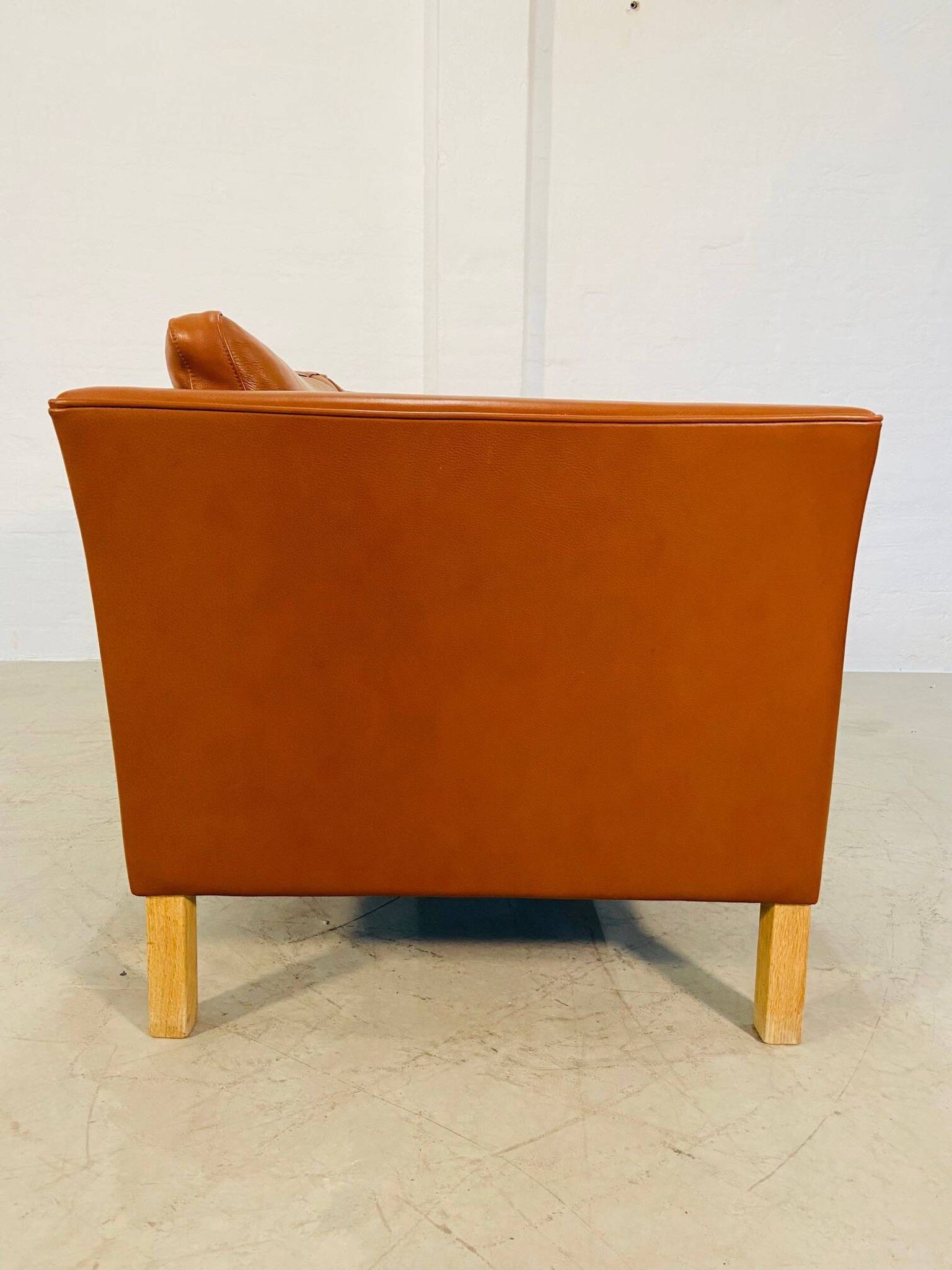 Vintage retro danish mogens hansen 2 person cognac leather sofa