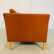 Vintage retro danish mogens hansen 2 person cognac leather sofa