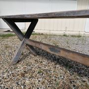 Table ferme  vintage en bois 2m, pieds en x