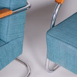 Set of Two Restored Blue Armchairs by Mucke-Melder, Czechia, 1930s