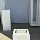 Trio of small rectangular serving dishes white and black Indonesian ceramic 21x16