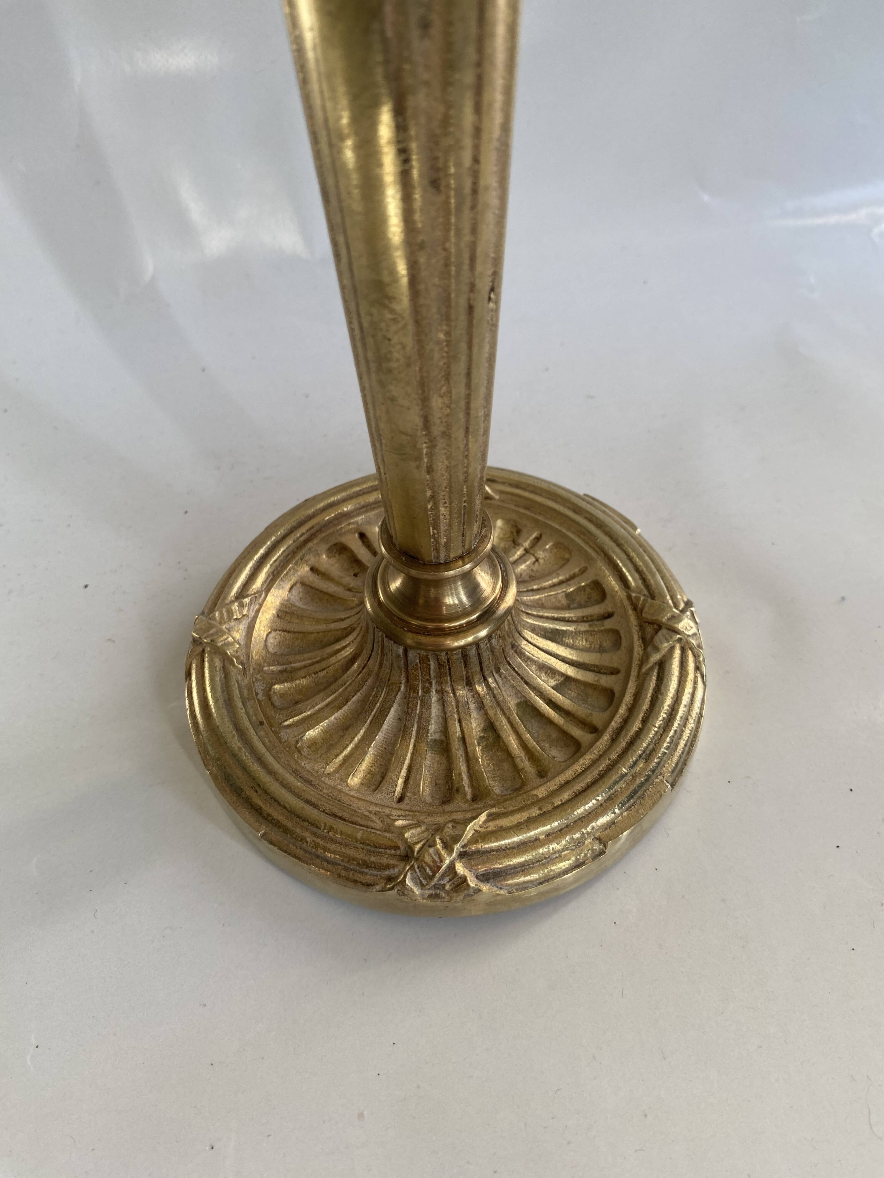 Lampe laiton, câble tissu 2M , abat-jour coton