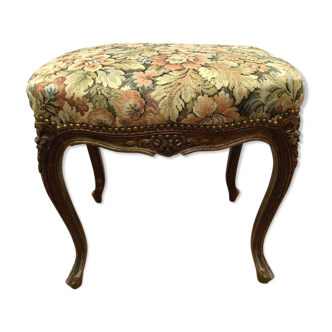 Louis XV style stool in tinted beech sitting in XX century fabrics