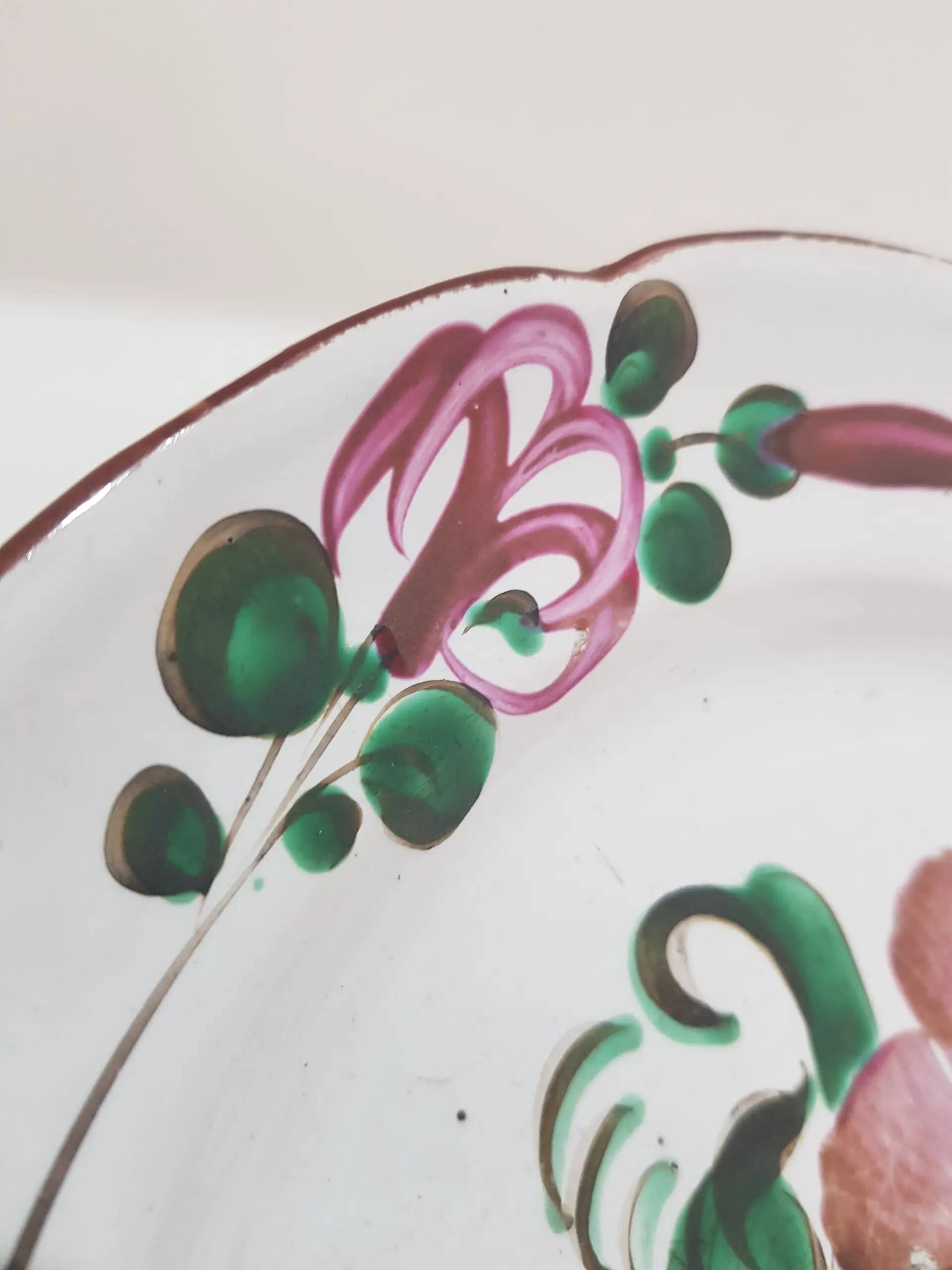 Decorative plate St. Clement, hand-painted ceramic, France, 19th century