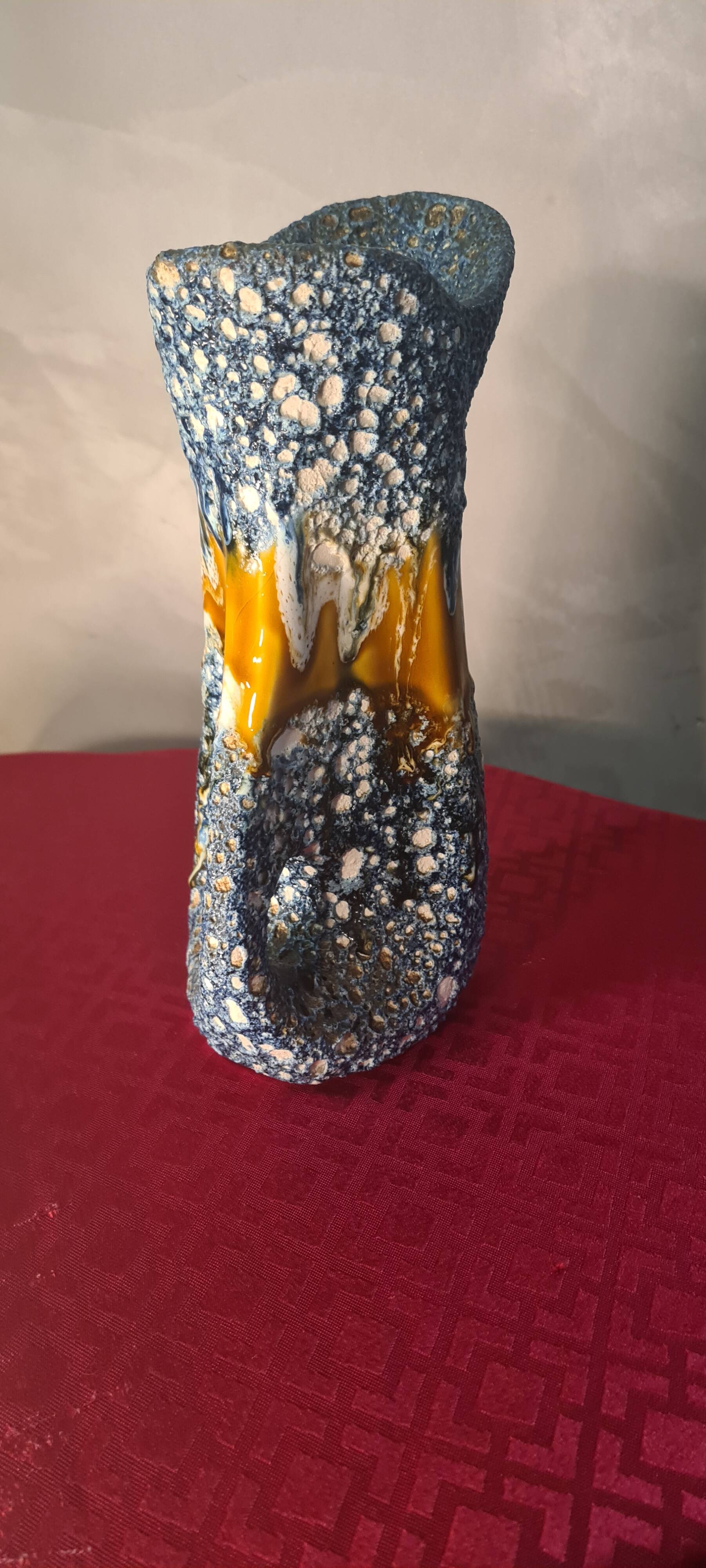 Ceramic vase 1960 In Ceramic Fat Lava Vallauris 25x15 very good condition