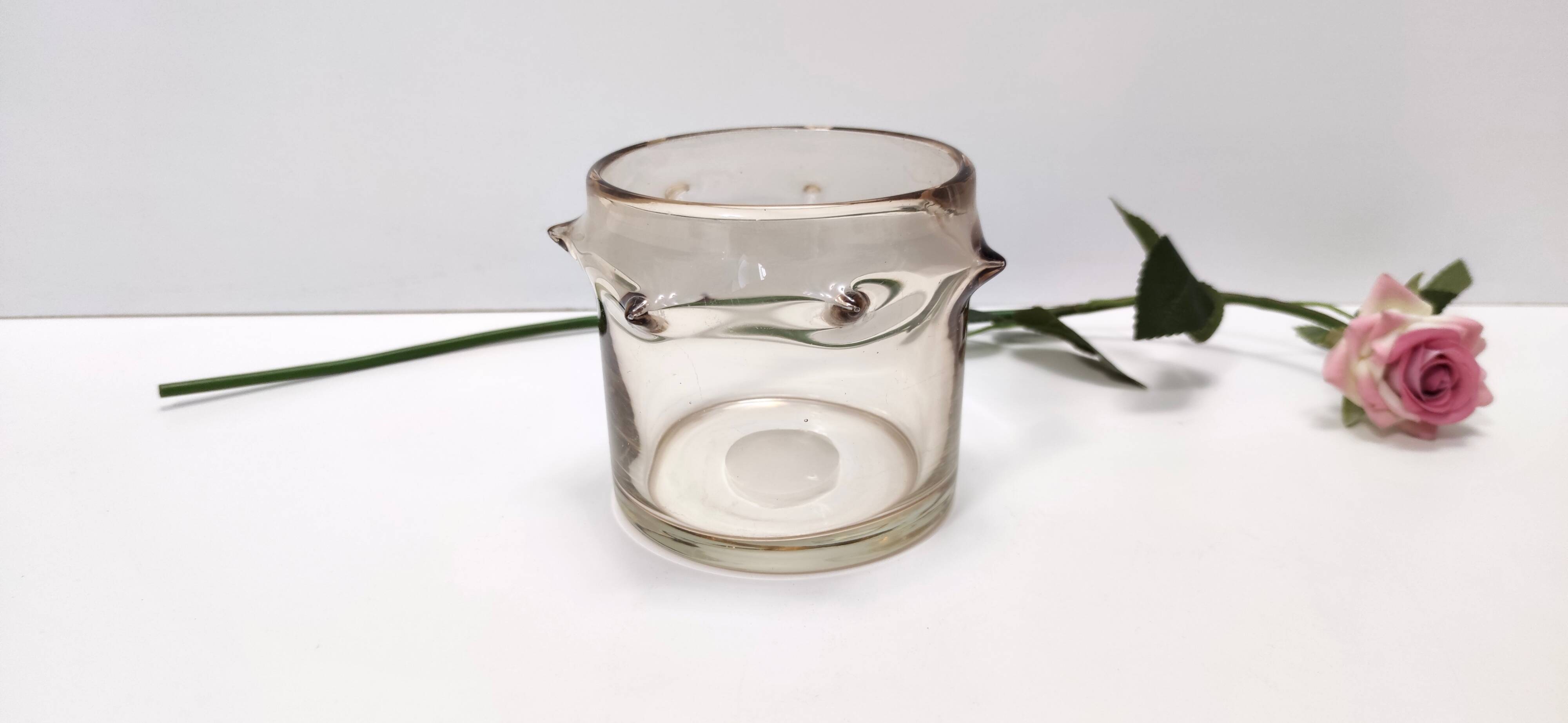 Amber Murano Glass Vase with Bugne Ascribable to Ercole Barovier, Italy