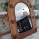 Vintage rattan arch mirror medium honey burnt leaf and metal decoration