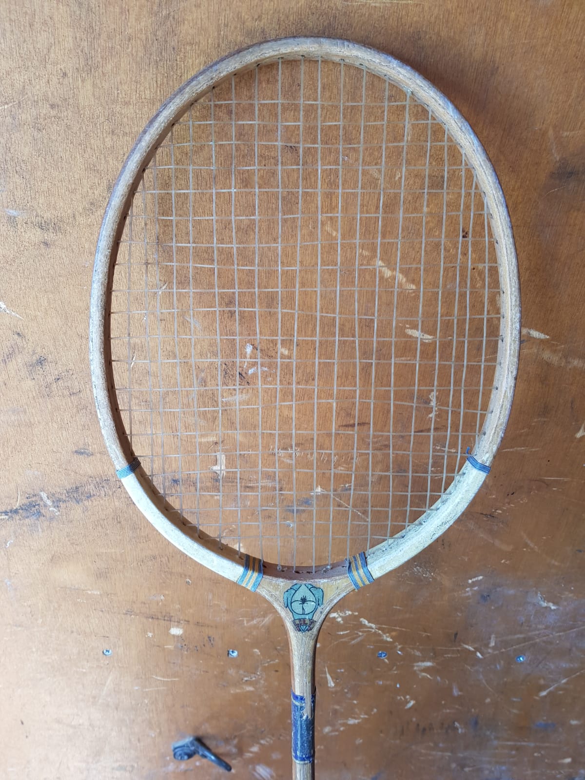Pair old badminton racket Lily wood