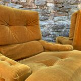 Paire de fauteuils crapauds doré en velours