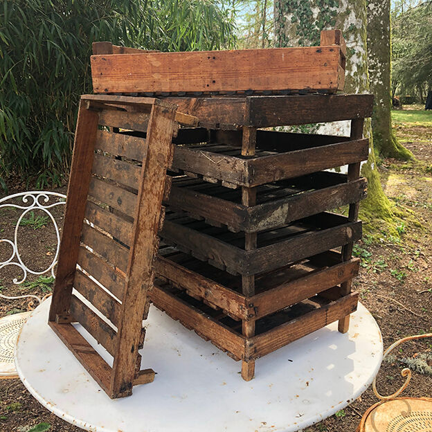 Set of eight old wooden shelves