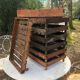 Set of eight old wooden shelves