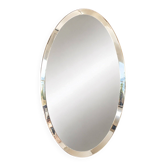 Vintage Oval Mirror Bevelled Glass Frameless – 1950s