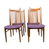 Série de 4 chaises de repas danoises en teck et tissu