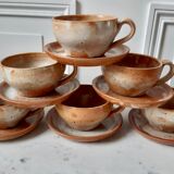 Lot of 6 cups sandstone with saucer