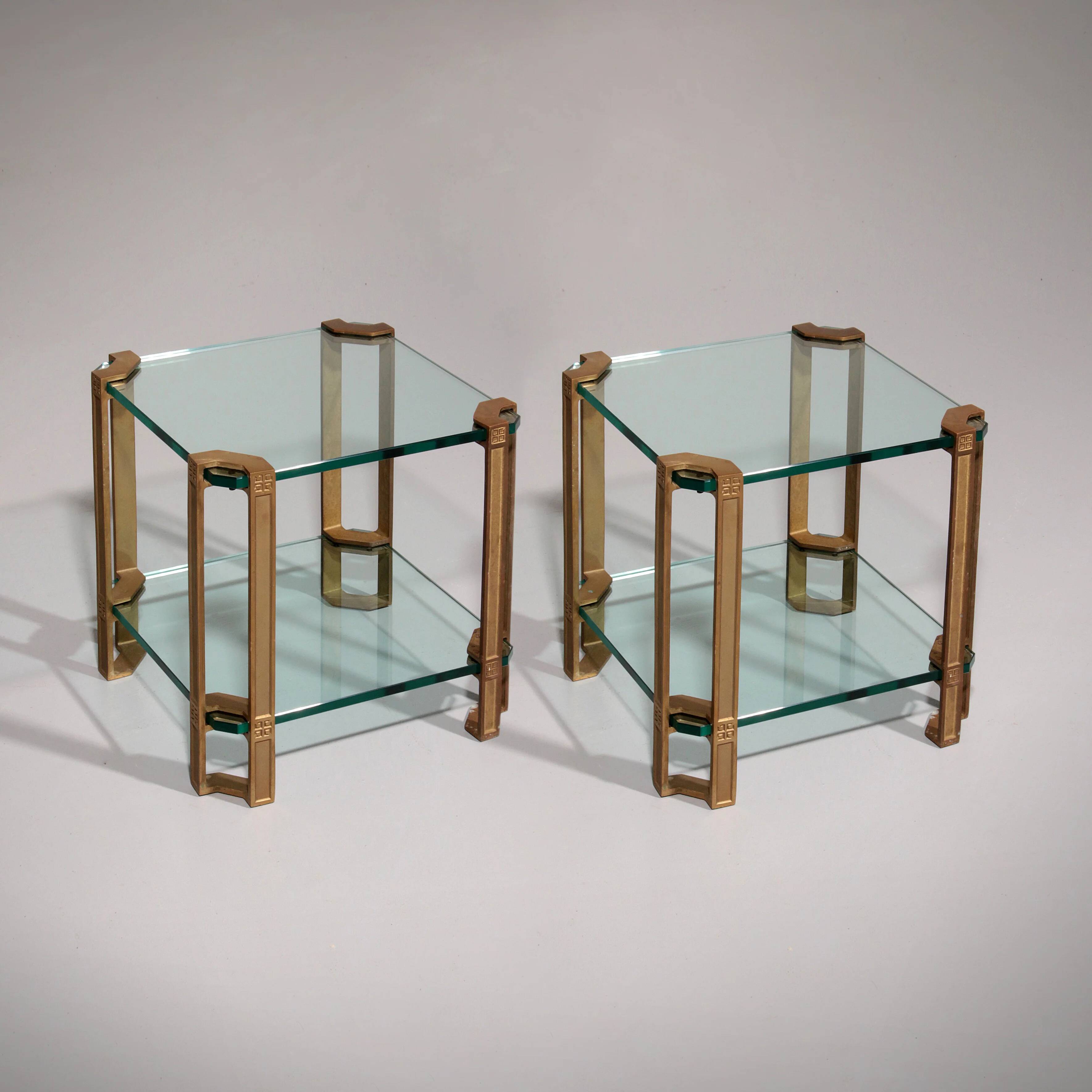 Peter Ghyczy side or coffee tables T24 double glass 70s design 45x45x45