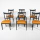 Set of 2 Black and Gold Armchairs and 4 Chairs, Empire style