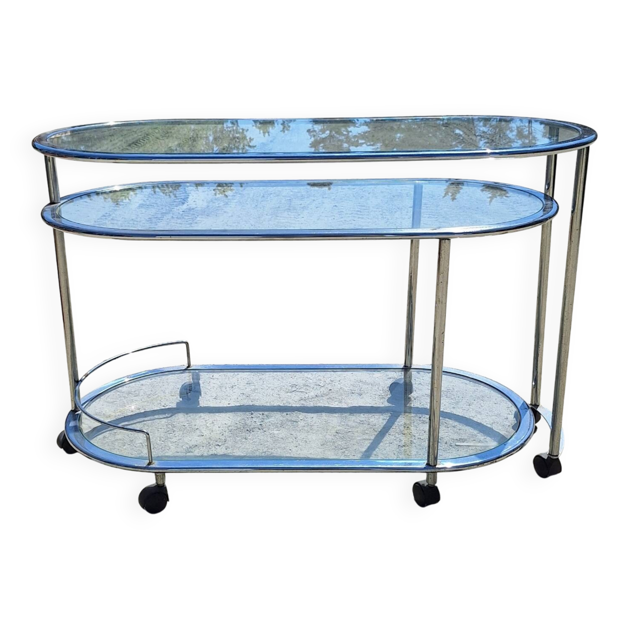 1970s chrome metal serving cart