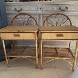 Pair of rattan bedside tables