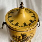 Vintage 1960s painted metal ice bucket from Italy in yellow and gold.