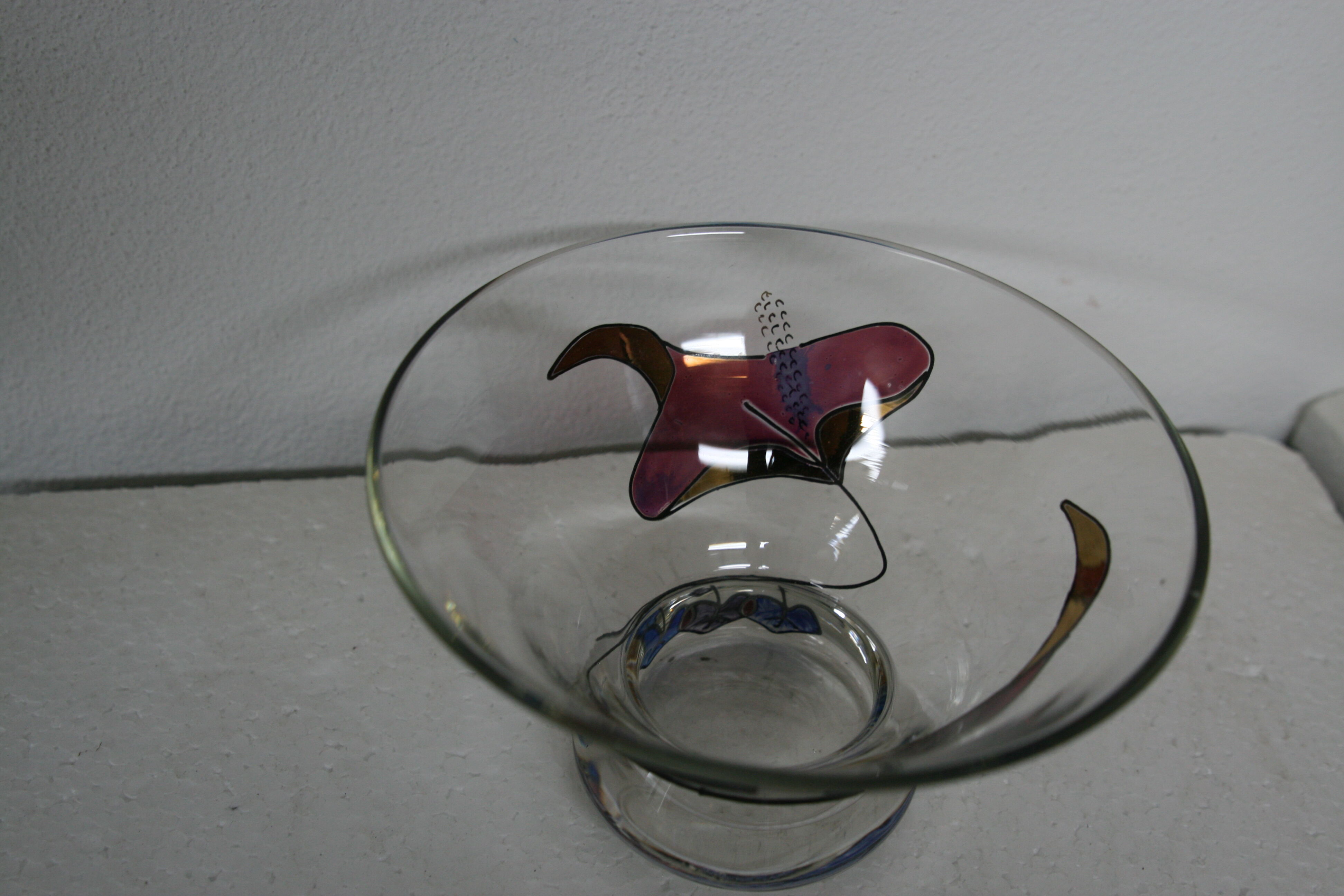 Floral decor evased glass cup