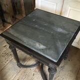 Table mignonne noir en chaîne avec couverture en zinc années 1900