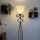 Vintage floor lamp in wrought iron and opaline.