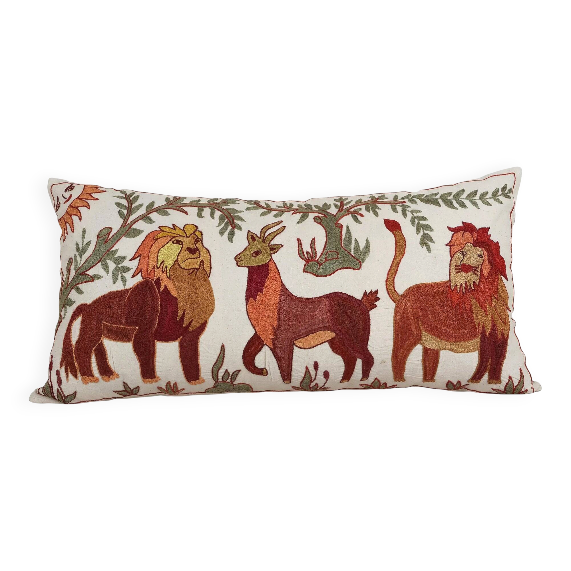 Vintage embroidered cushion cover 46x86 cm