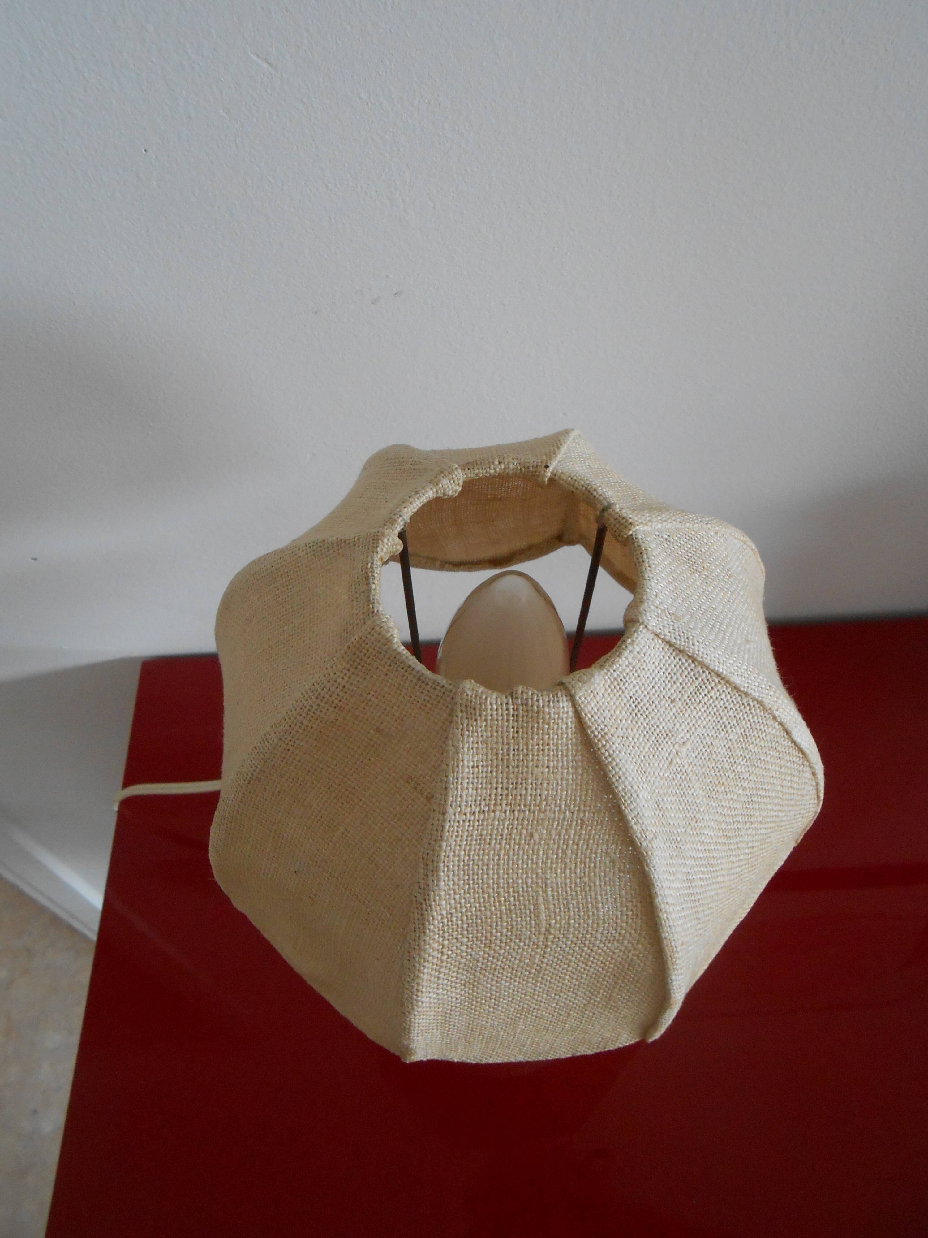 Bedside lamp porcelain and burlap