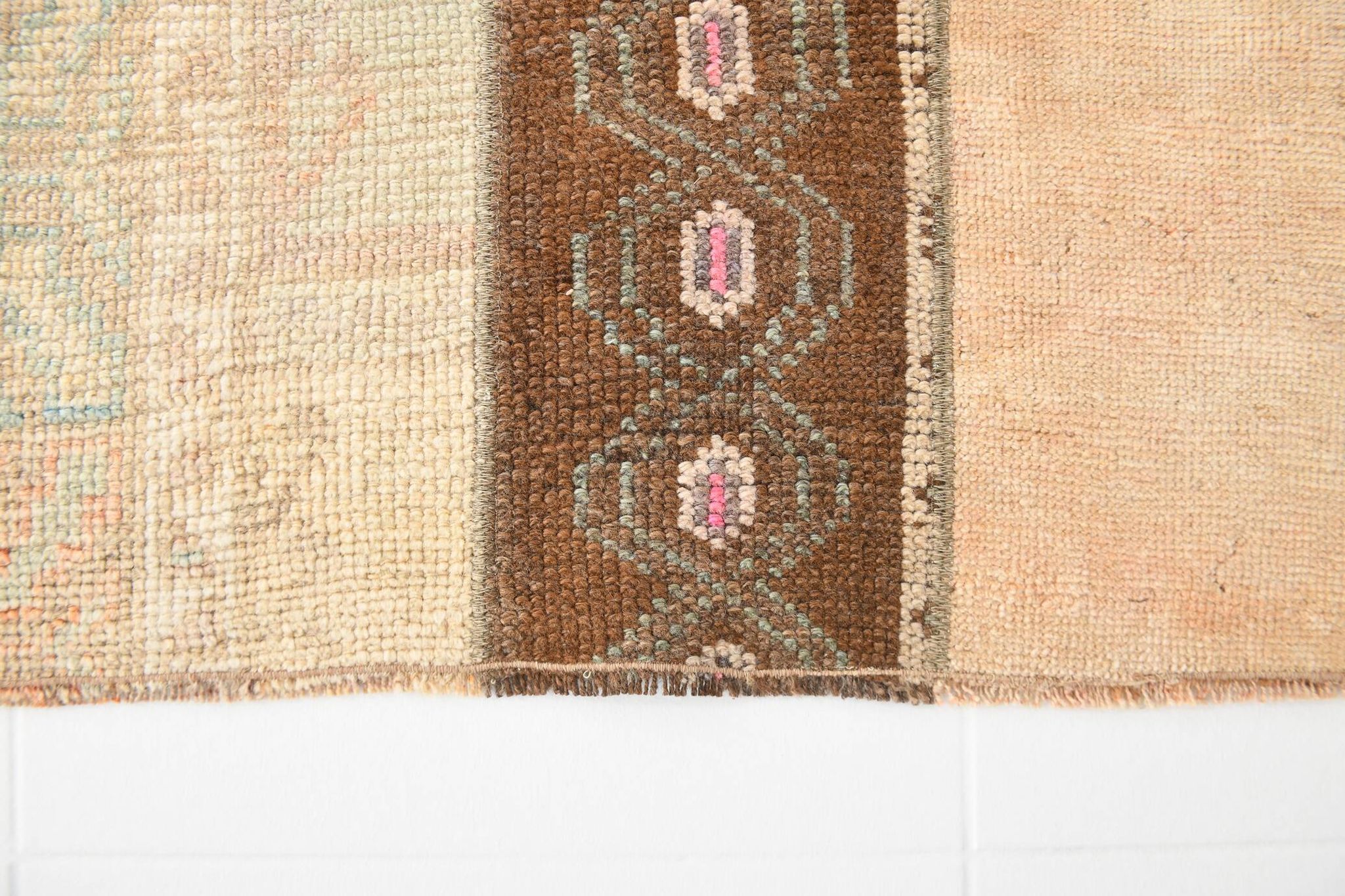 2x6 Turkish Short Brown Handmade Vintage Runner Rug, 64x174Cm
