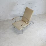 Tubular steel armchair and "cream" leather, France, circa 1970