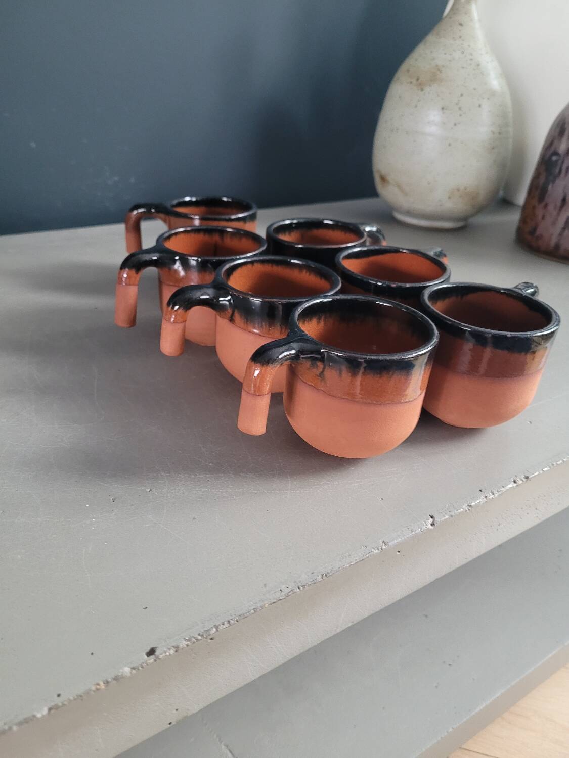 Set of 7 terracotta coffee cups