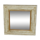 Mirror square wooden patina yellow and white 43 x 43 cm