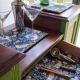 Art Deco Gin Buffet, painted in Farrow and Ball with a William Morris-inspired interior