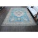 1960s Vintage Persian Handmade Wool Cotton Turquoise Area Rug 293x378
