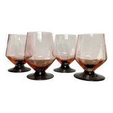 4 verres roses à pied noir