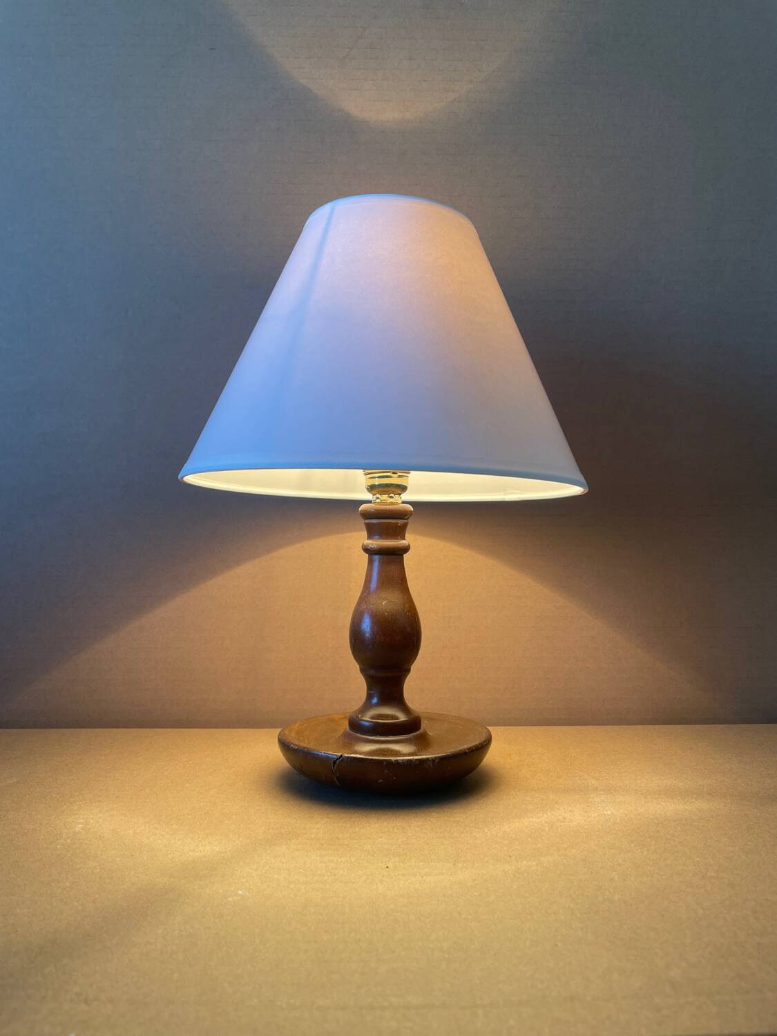 Small turned wooden lamp