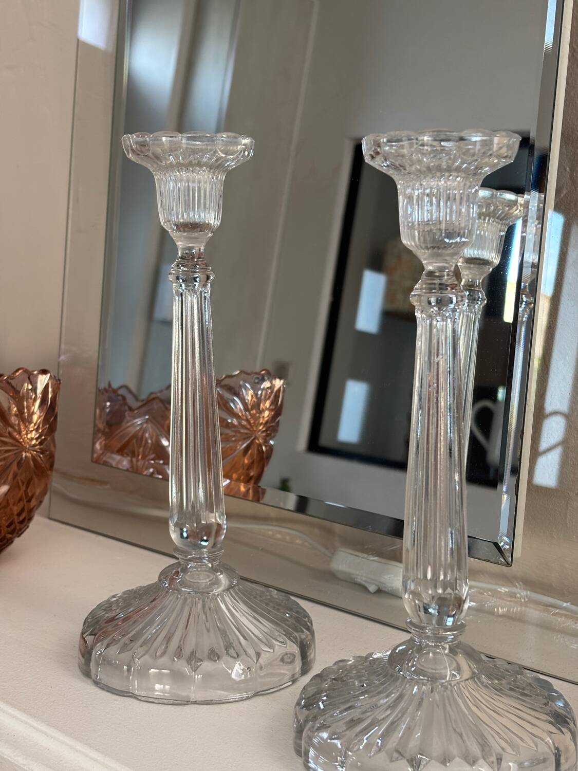 Antique glass candlesticks