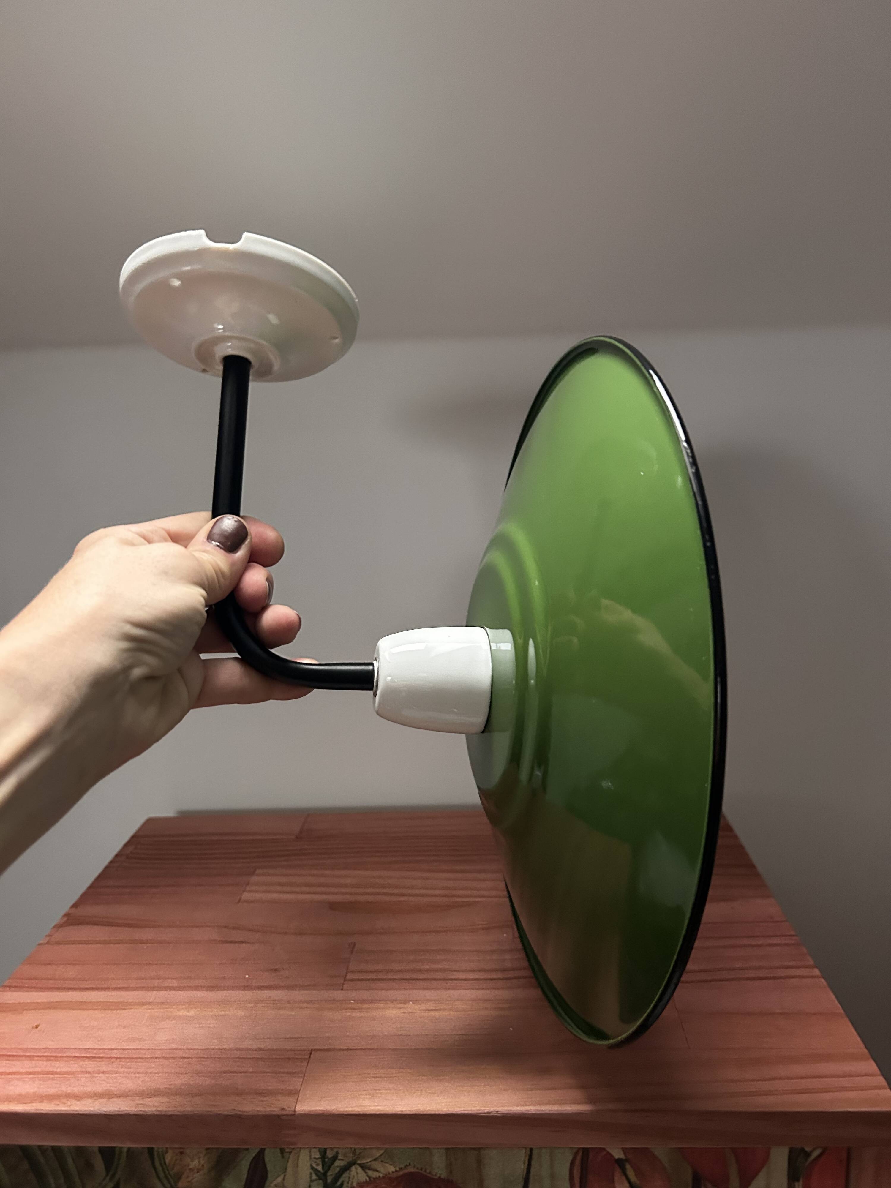 Green enamelled sheet metal wall light