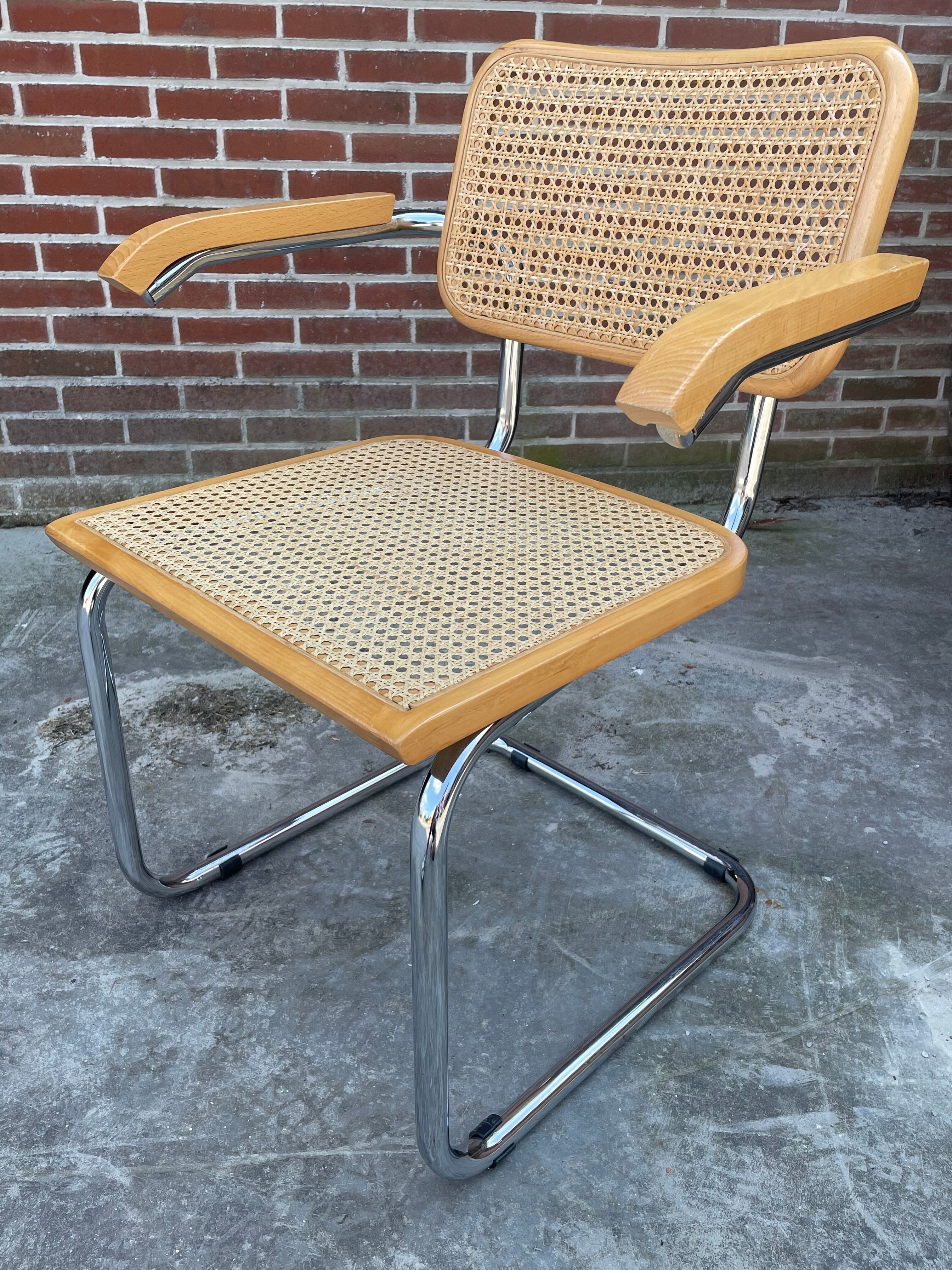 Chair model Cesca by Marcel Breuer with armrests B64