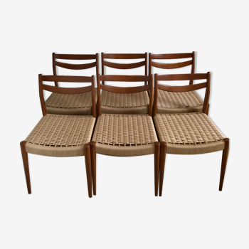 6 Scandinavian corded chairs