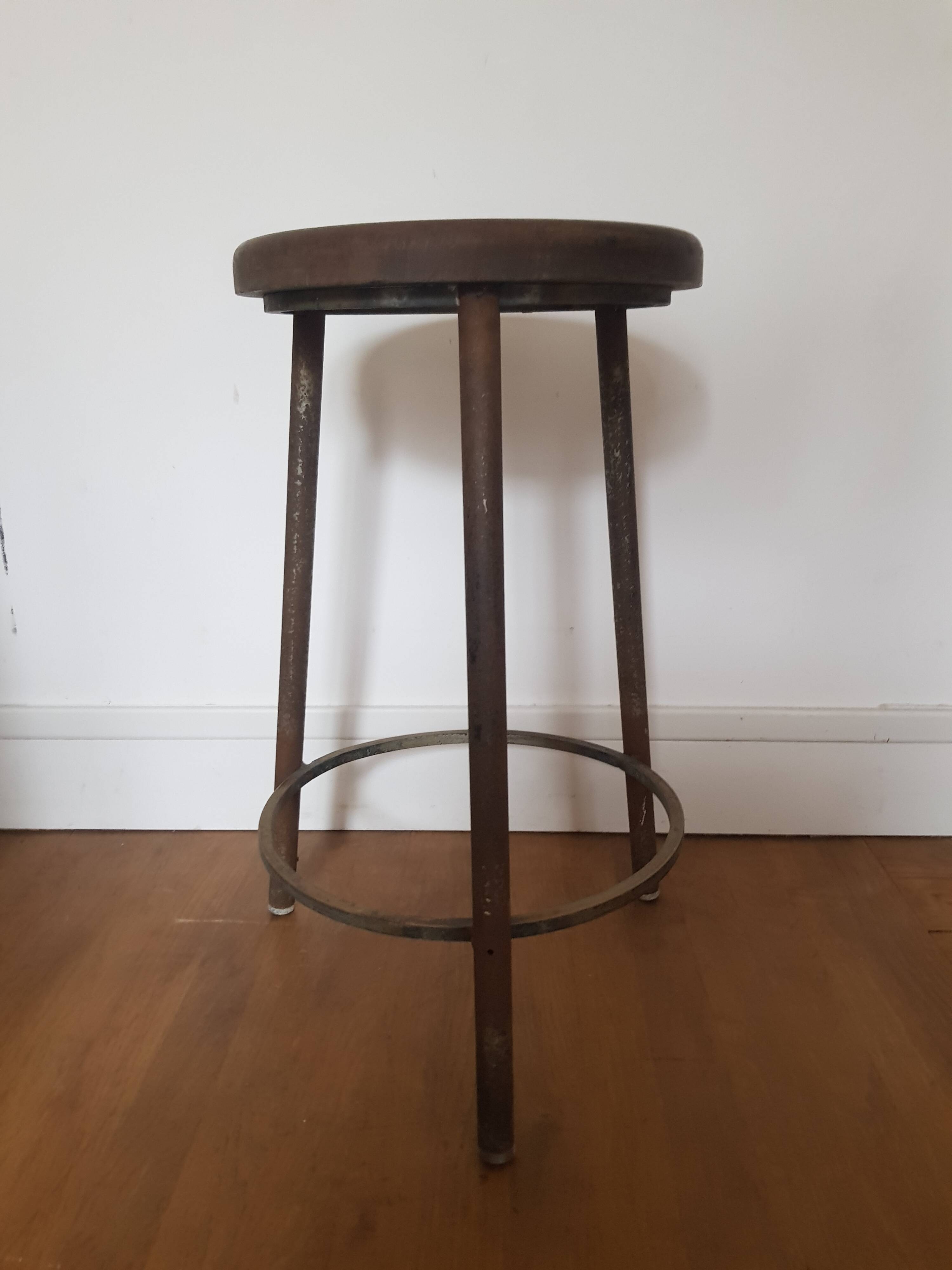 Vintage industrial tripod stool