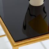 Pair of side tables in gilded iron and black lacquer Maison Ramsay 1950