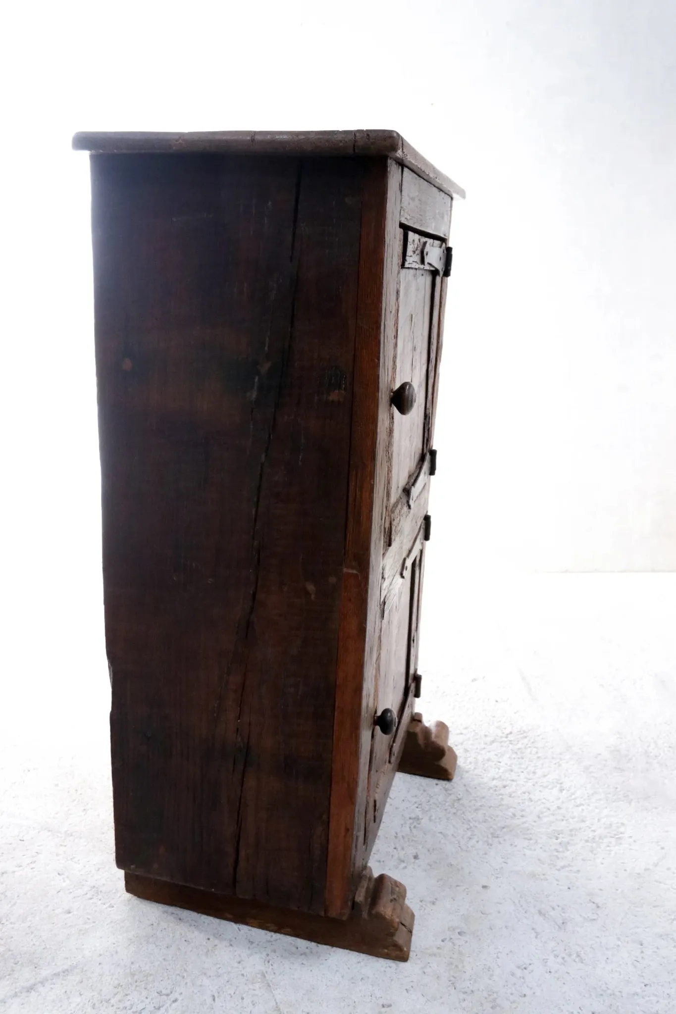 18th-century German primitive cabinet on sledge feet with forged hardware