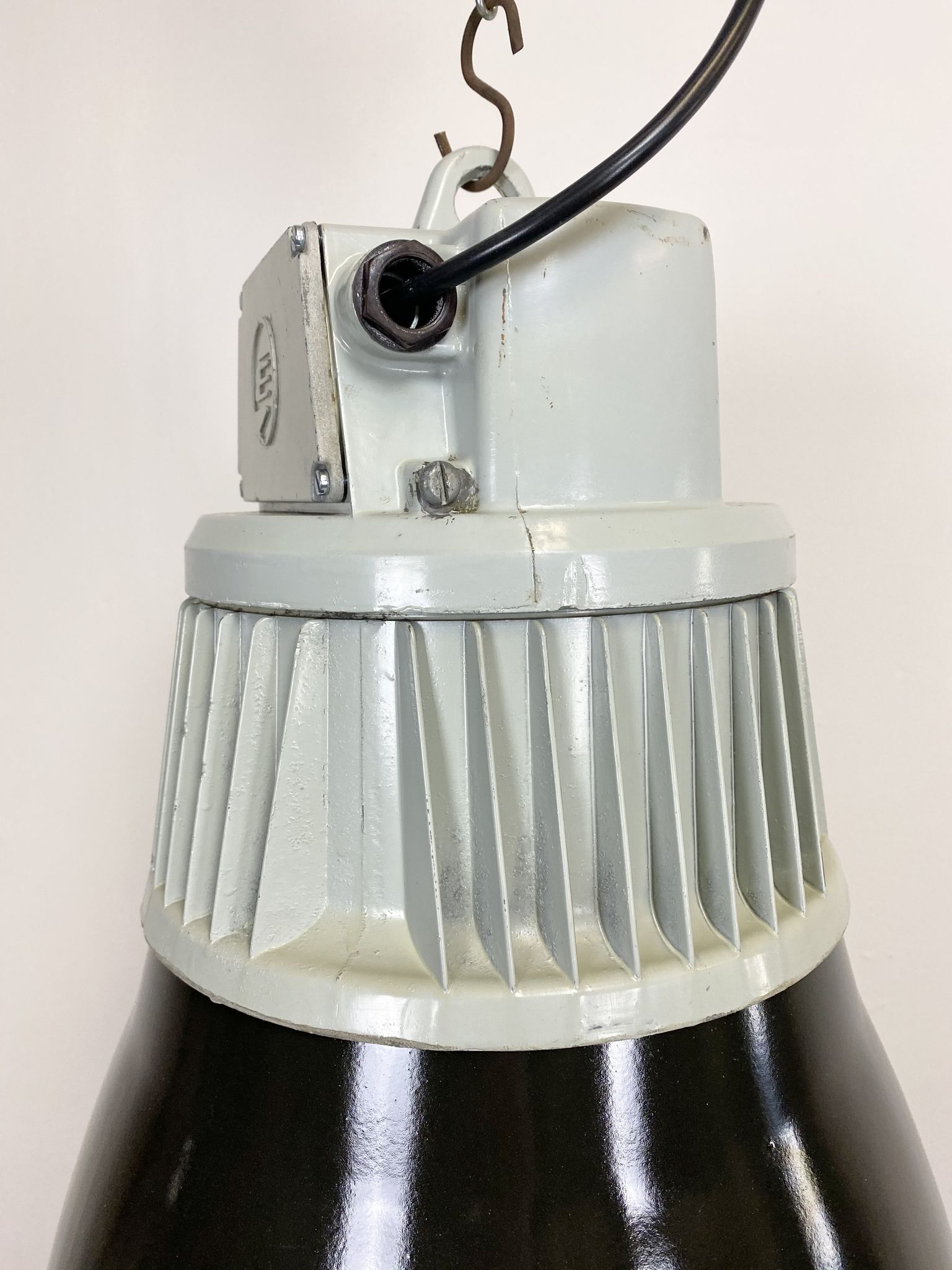 Set of 4 Industrial  Black Enamel Pendant Lamps from Elektrosvit, 1970s