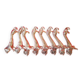 Set of 8 silver metal knife holders. Lion shape.