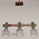 Scandinavian chandelier with 3 lights in teak and glass from the 60s/70s