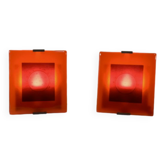 Pair of glass wall sconces by Clarisse Dutraive