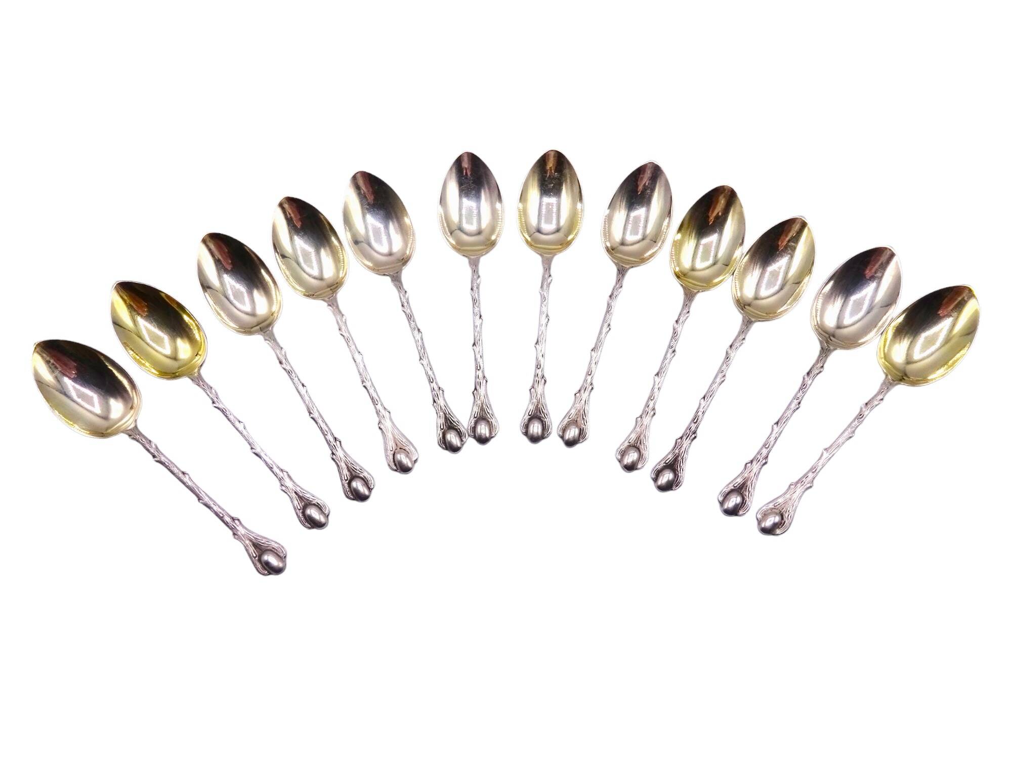 12 silver-plated coffee bean mocha spoons