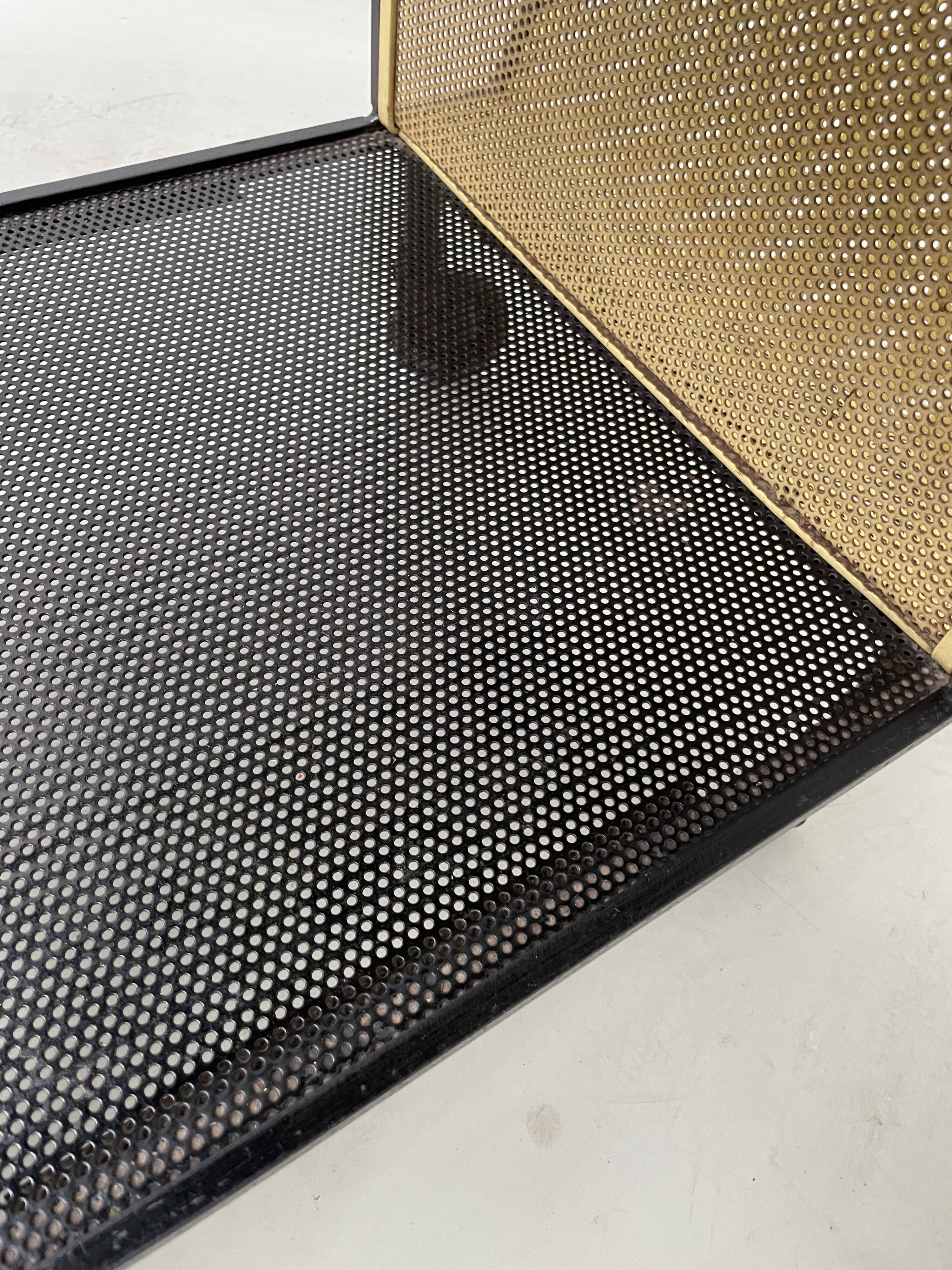 Perforated metal serving trolley in the Mathieu Matégot style